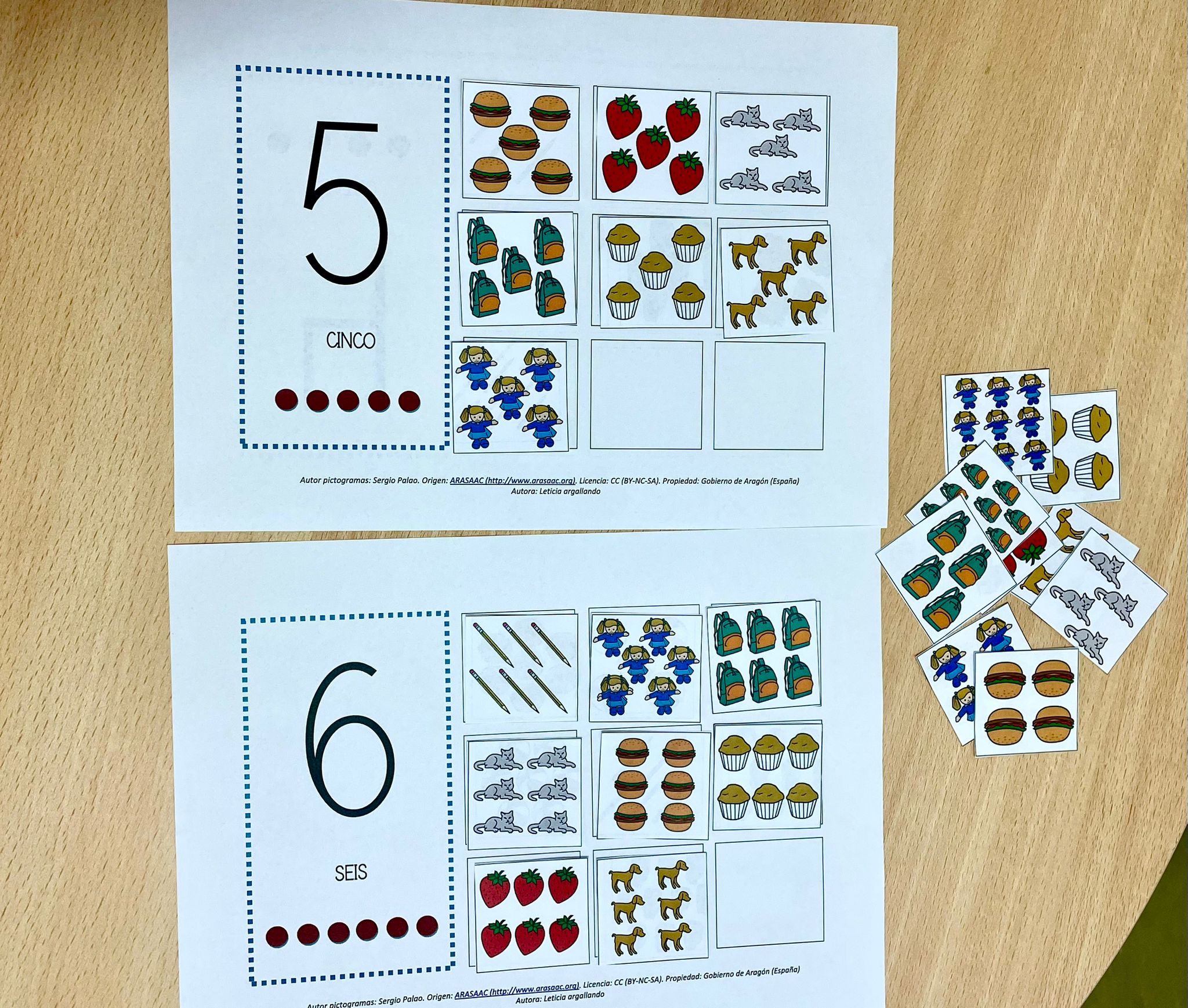 Material TEACCH: Los números de 4 al 10